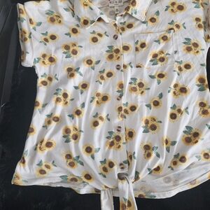 Belle Du Jour Women's Sunflower Print Top - White